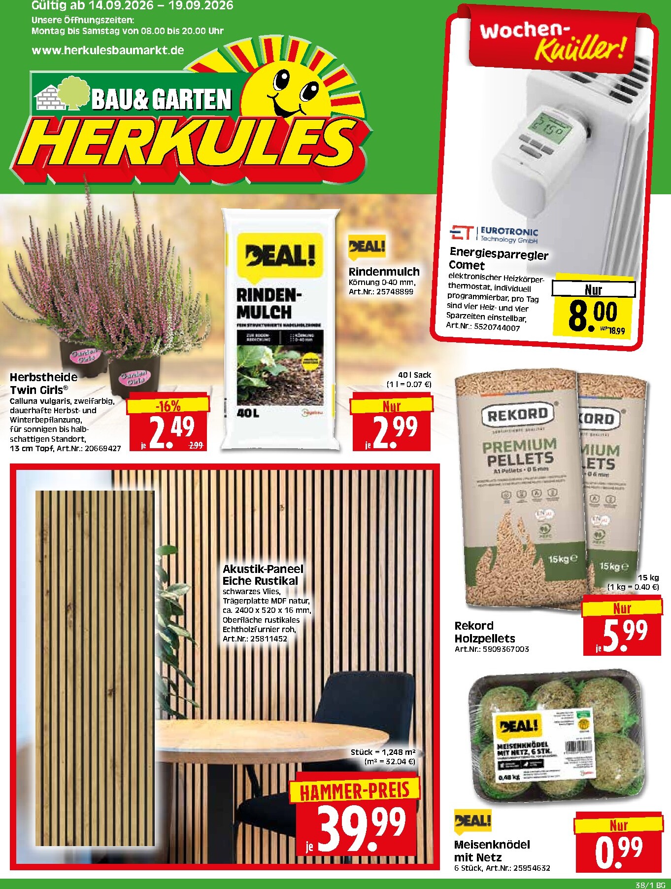 herkules - Herkules - Bau & Garten Prospekt nächste Woche – von Montag 14.09.2026 bis Samstag 19.09.2026