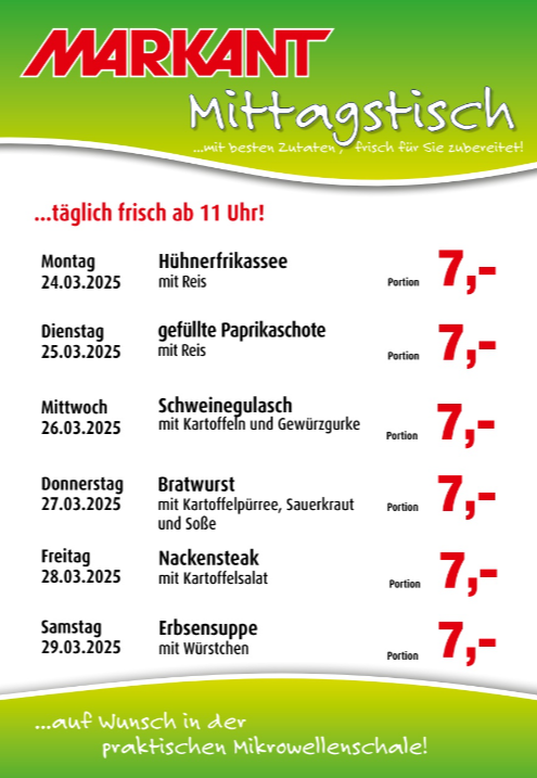 markant-freu-dich-drauf - Markant Freu Dich Drauf - Mittagstisch-Prospekt gültig von 24.03. bis 29.03.