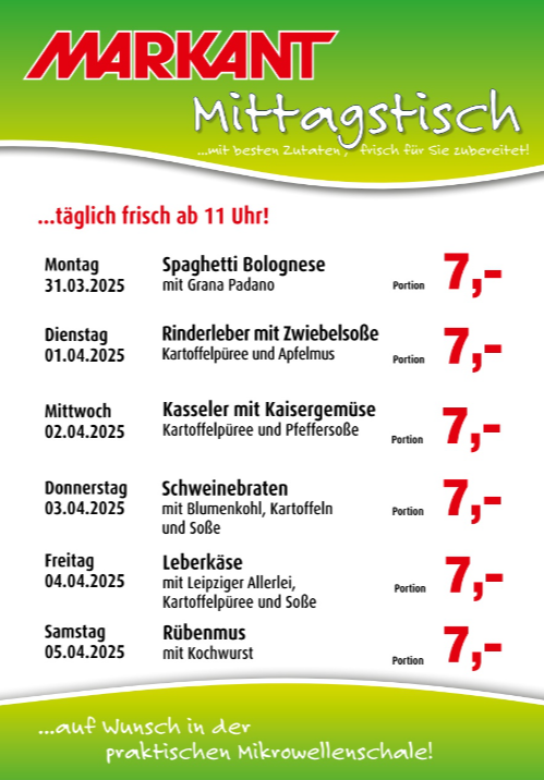markant-freu-dich-drauf - Markant Freu Dich Drauf - Mittagstisch-Prospekt gültig von 31.03. bis 05.04.