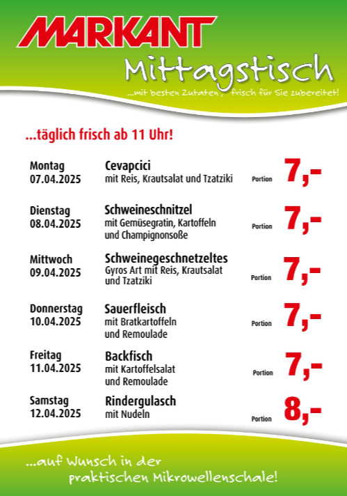 markant-freu-dich-drauf - Markant Freu Dich Drauf - Mittagstisch-Prospekt gültig von 07.04. bis 12.04.
