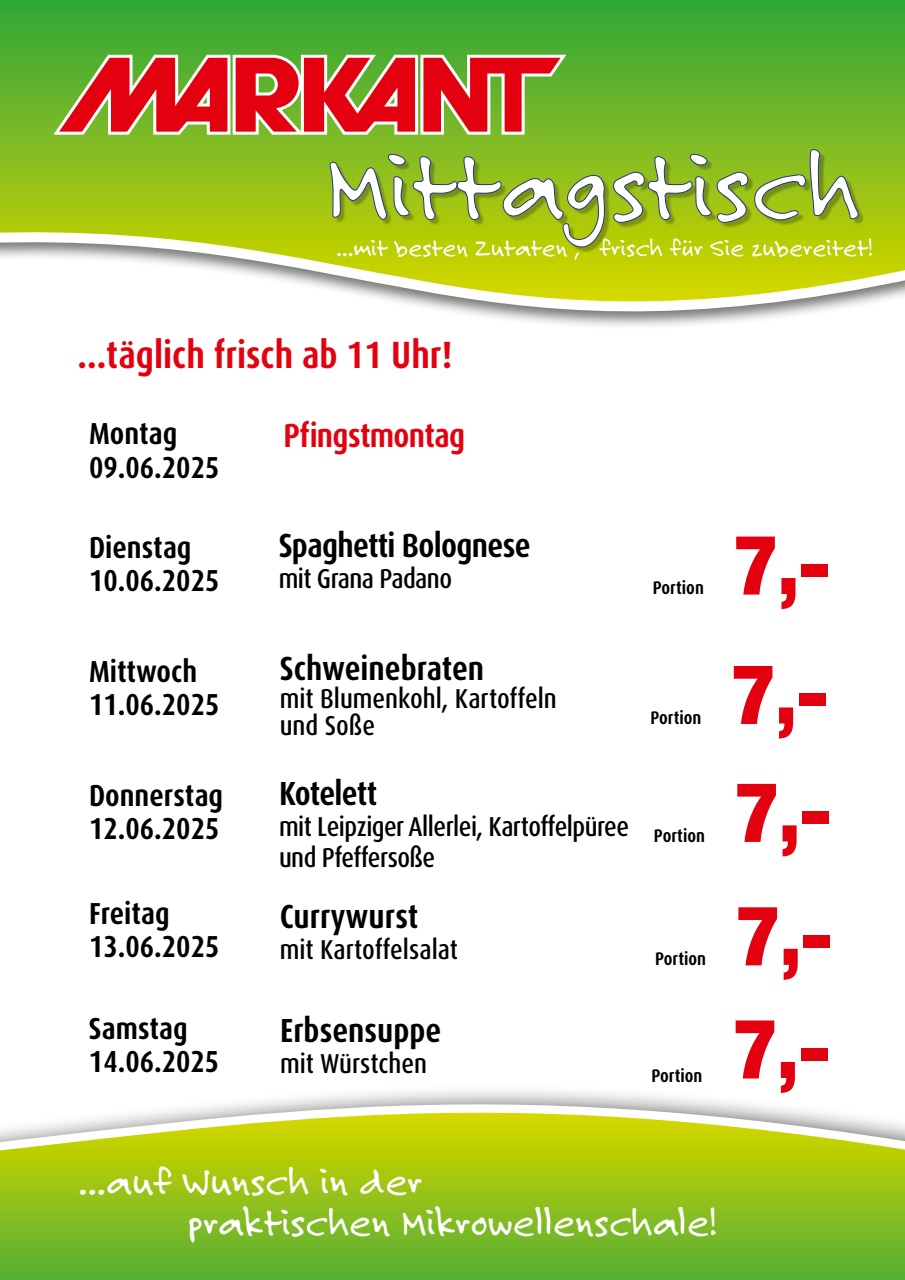 markant-freu-dich-drauf - Markant Freu Dich Drauf - Mittagstisch-Prospekt gültig vom 09.06. bis 14.06. - page: 1