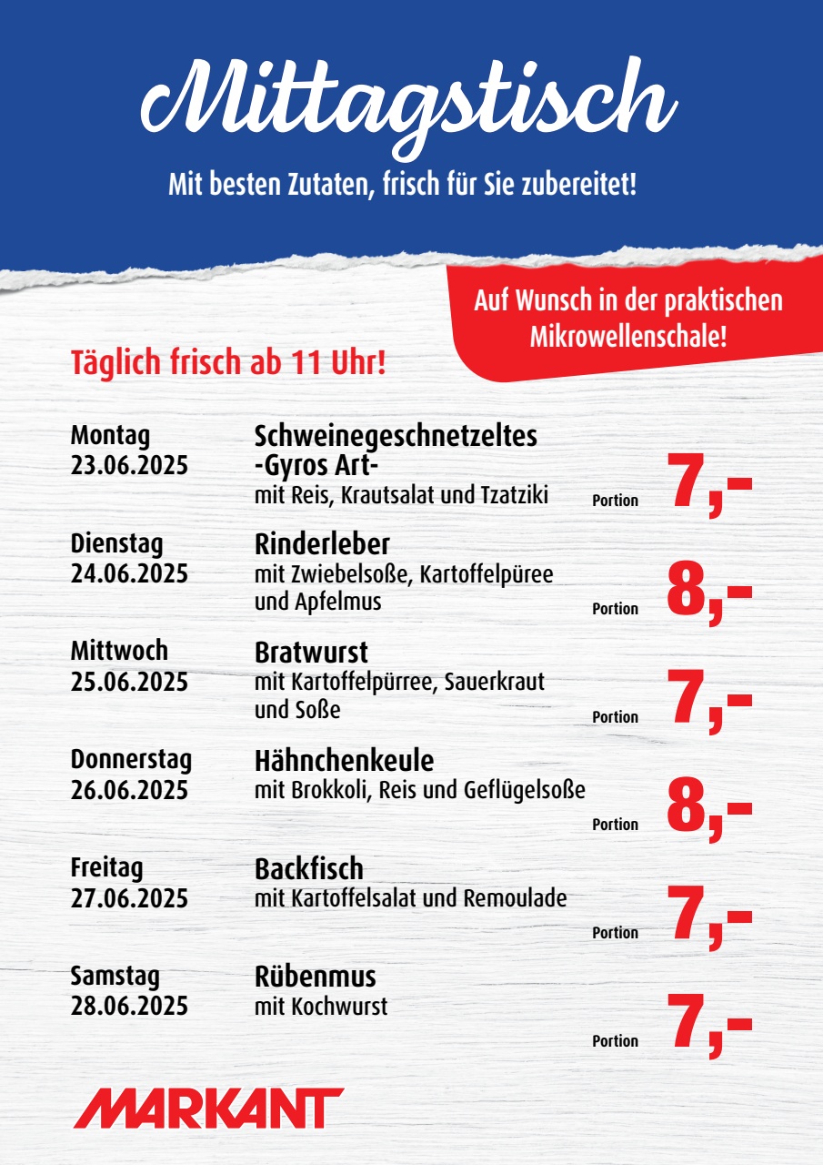 markant-freu-dich-drauf - Markant Freu Dich Drauf - Mittagstisch-Prospekt gültig vom 23.06. bis 28.06.