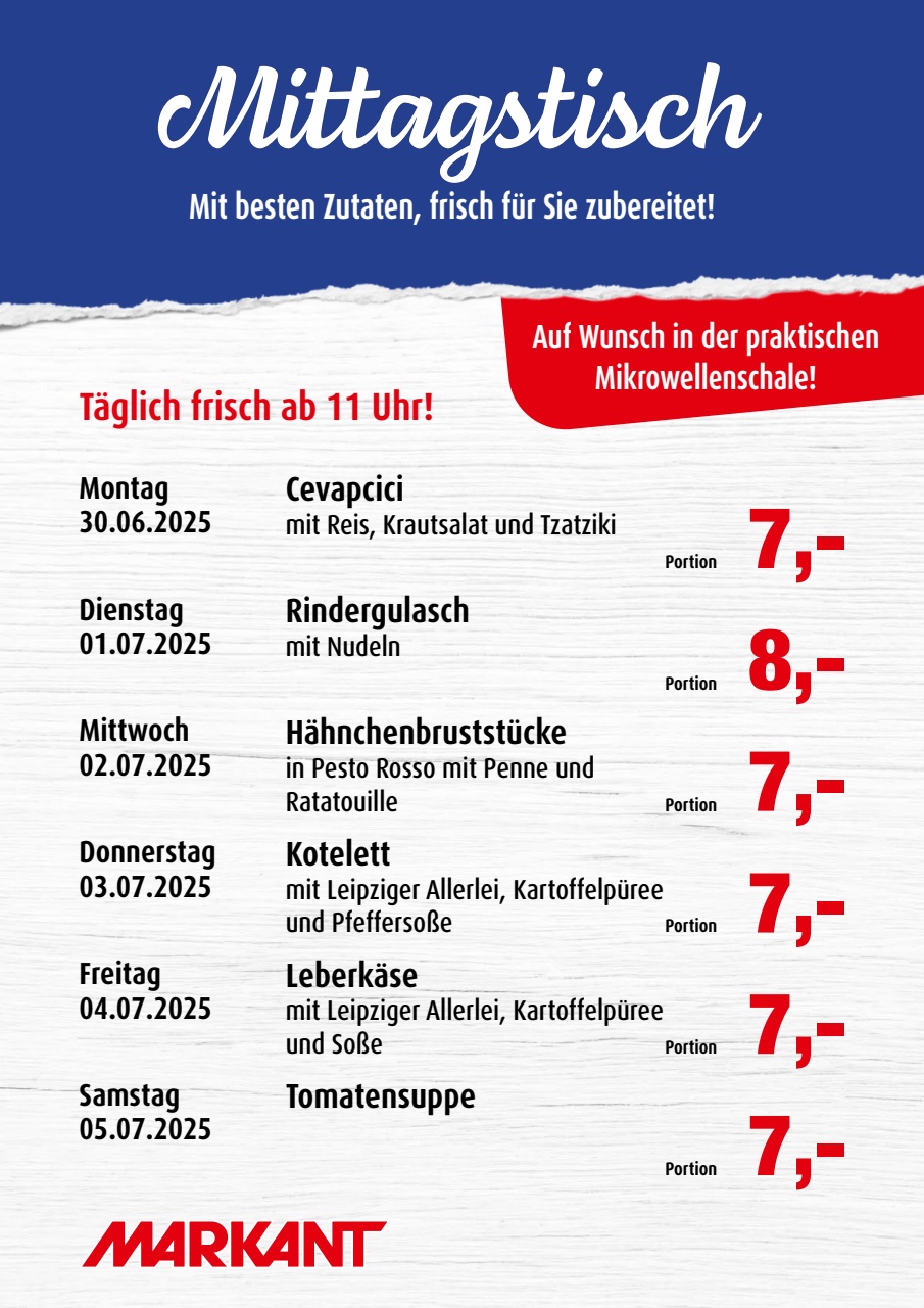 markant-freu-dich-drauf - Markant Freu Dich Drauf - Mittagstisch-Prospekt gültig vom 30.06. bis 05.07.