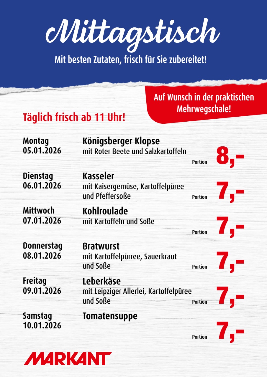 markant-freu-dich-drauf - Markant Freu Dich Drauf - Mittagstisch-Prospekt gültig vom 05.01. bis 10.01.