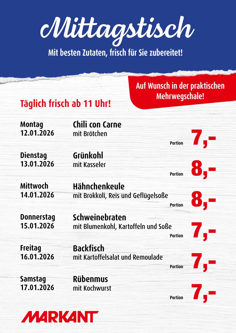 markant-freu-dich-drauf - Markant Freu Dich Drauf - Mittagstisch-Prospekt gültig vom 12.01. bis 17.01.