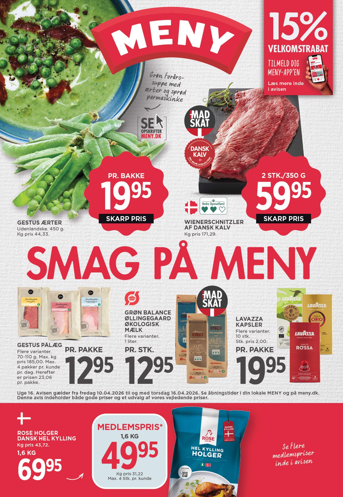 meny - Meny flyer til næste uge fra fredag 10.04.2026 til torsdag 16.04.2026