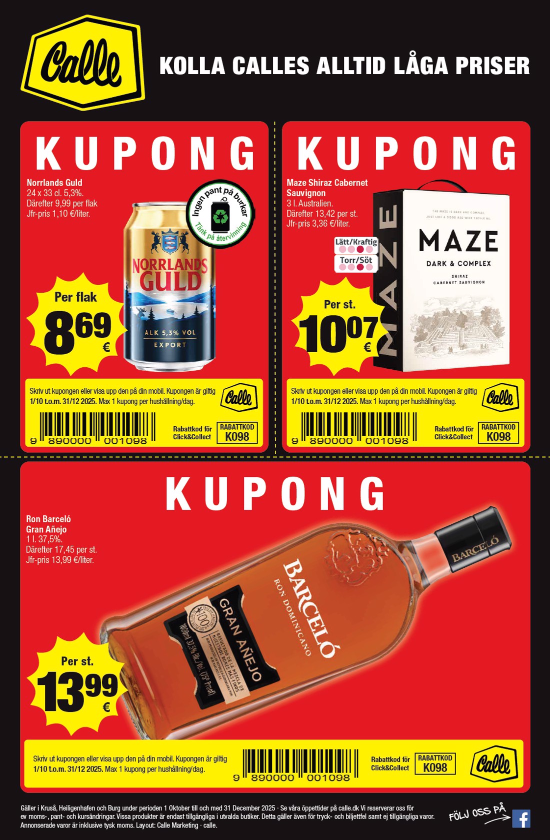 calle - Calle - Svenske kupontilbud tilbudsavis gyldig fra 01.10. til 31.12.