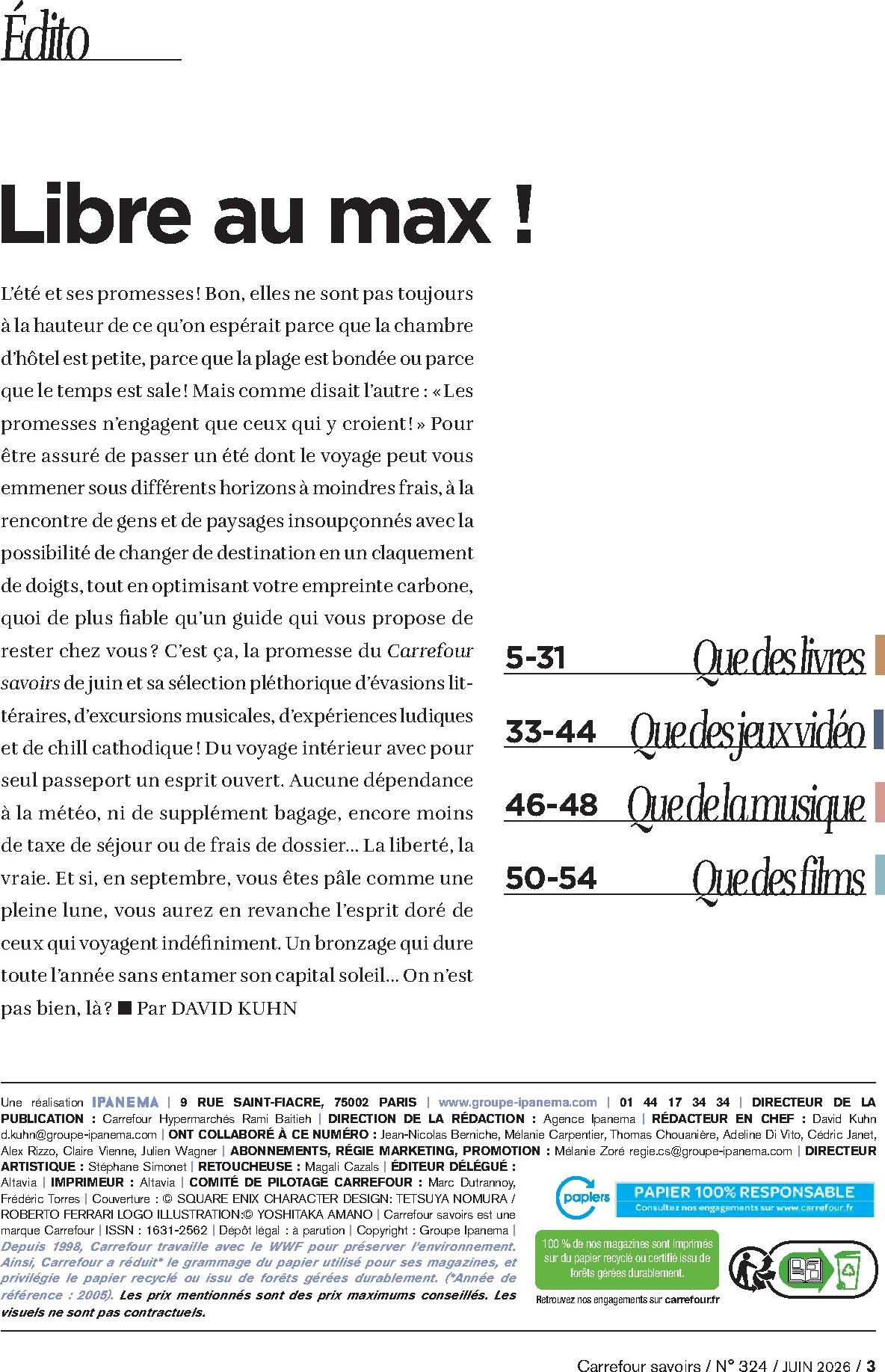 carrefour - Current Carrefour - A Chacun sa Culture leaflet valid from du lundi 01/06/2026 to du mardi 30/06/2026 - page: 3