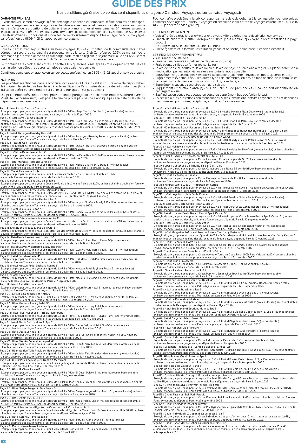 carrefour - Current Carrefour - Voyagez leaflet valid from de jeudi 01/01/2026 to du mardi 30/06/2026 - page: 58