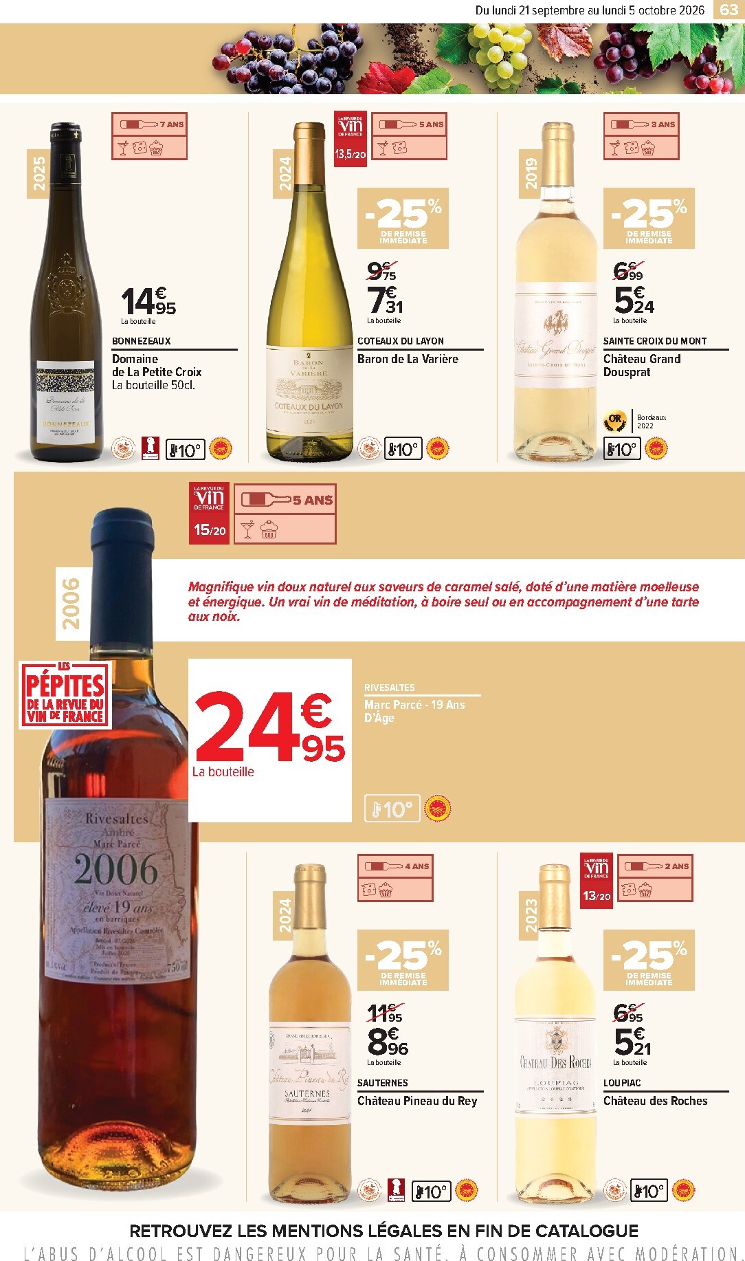carrefour - Flyer Carrefour - Foire aux vins pour la semaine prochaine du du lundi 21/09/2026 au du lundi 05/10/2026 - page: 63