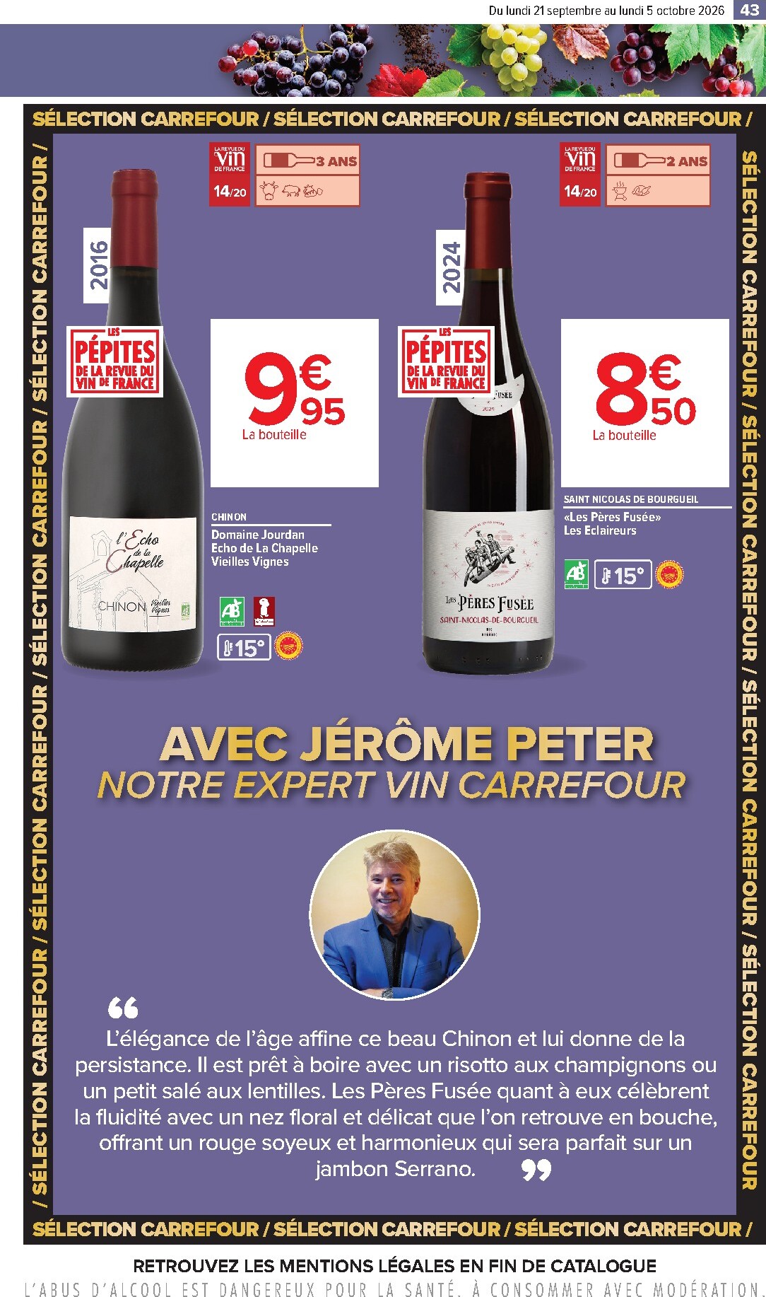 carrefour - Flyer Carrefour - Foire aux vins pour la semaine prochaine du du lundi 21/09/2026 au du lundi 05/10/2026 - page: 43