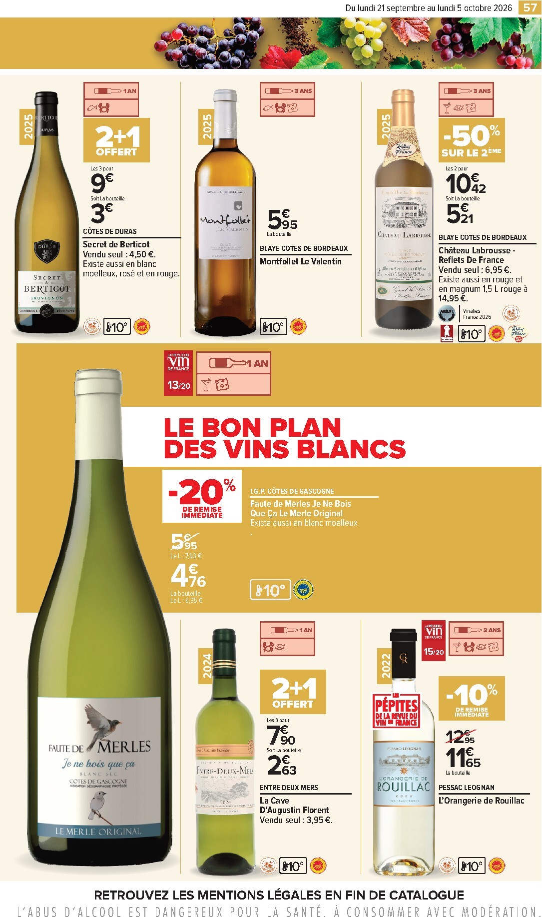 carrefour - Flyer Carrefour - Foire aux vins pour la semaine prochaine du du lundi 21/09/2026 au du lundi 05/10/2026 - page: 57