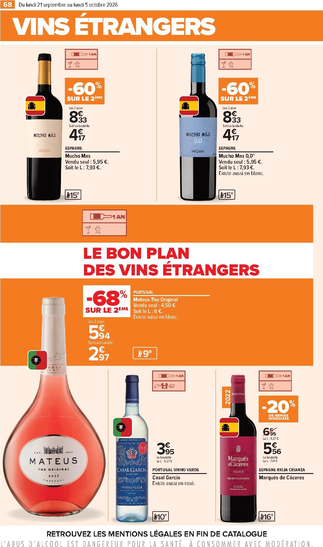 carrefour - Flyer Carrefour - Foire aux vins pour la semaine prochaine du du lundi 21/09/2026 au du lundi 05/10/2026 - page: 68