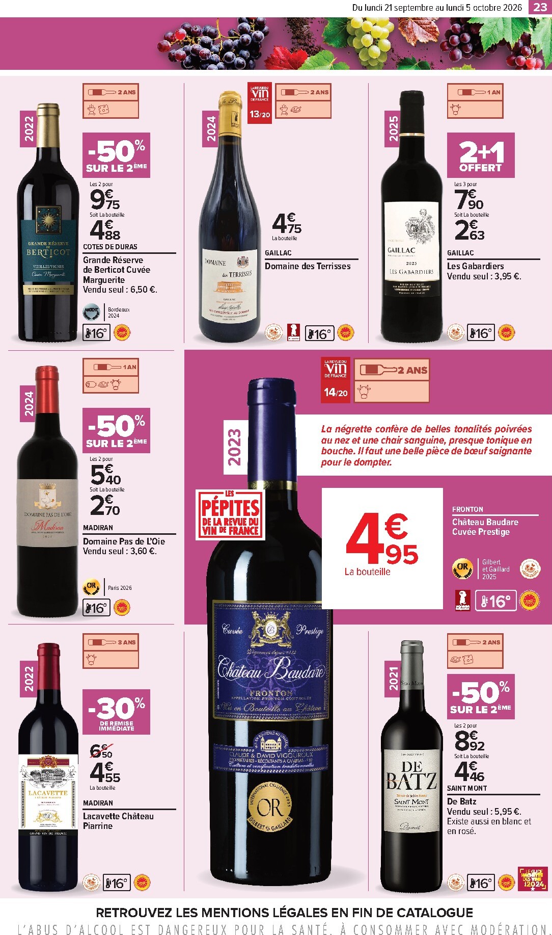 carrefour - Flyer Carrefour - Foire aux vins pour la semaine prochaine du du lundi 21/09/2026 au du lundi 05/10/2026 - page: 23