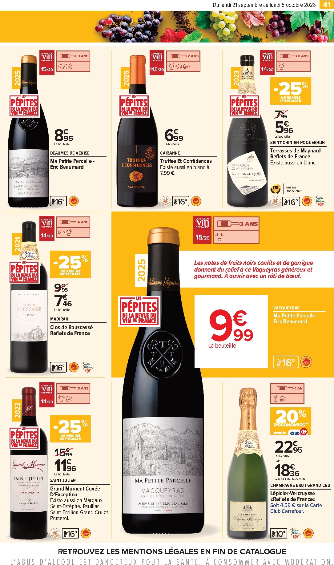 carrefour - Flyer Carrefour - Foire aux vins pour la semaine prochaine du du lundi 21/09/2026 au du lundi 05/10/2026 - page: 41