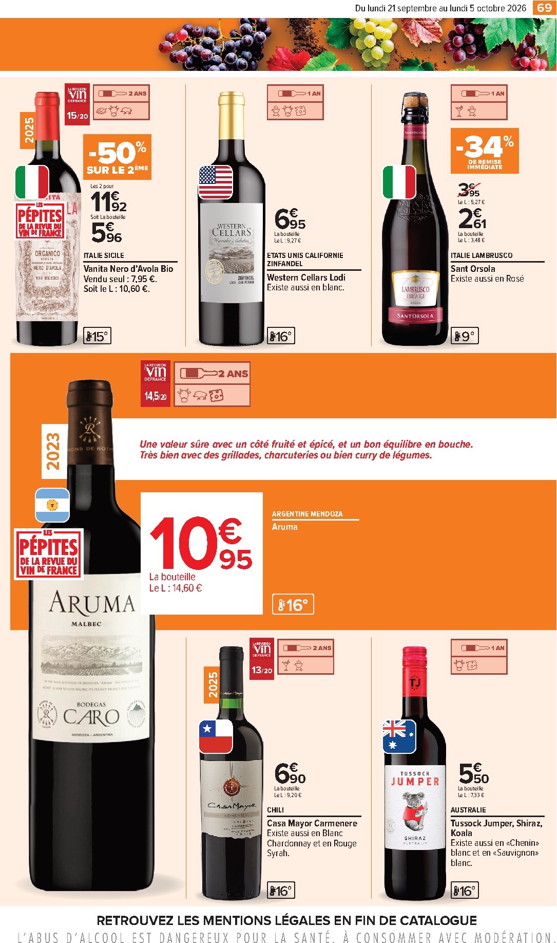 carrefour - Flyer Carrefour - Foire aux vins pour la semaine prochaine du du lundi 21/09/2026 au du lundi 05/10/2026 - page: 69