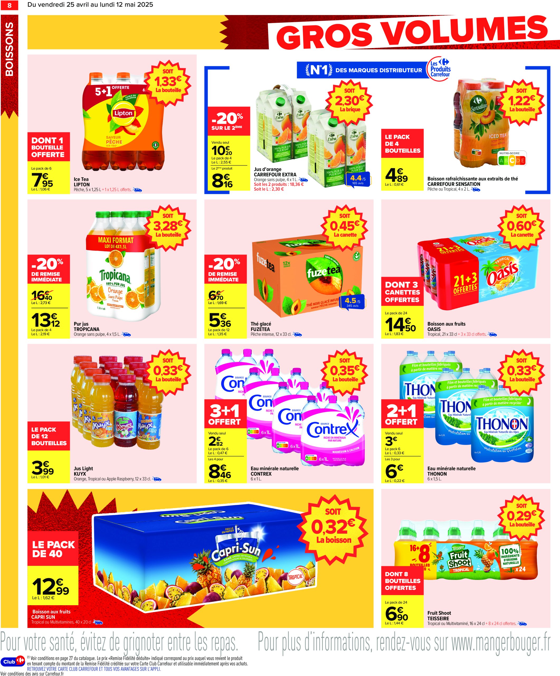carrefour - Catalogue Carrefour - Gros volumes, petits prix valable dès 25/04 - 12/05 - page: 10