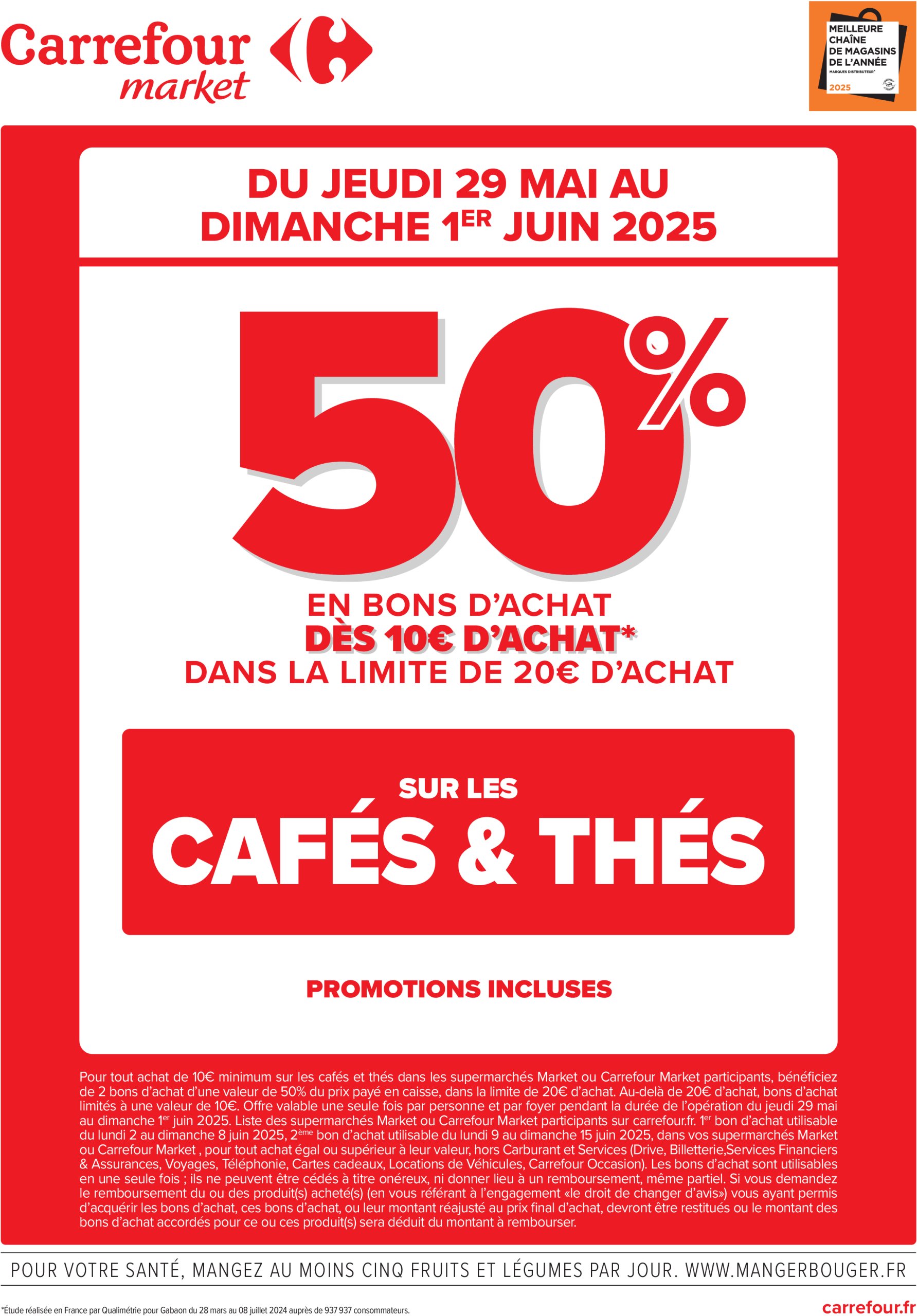 carrefour - Catalogue Carrefour - Operation bon d'achat sur cafes et thes valable dès 29/05 - 01/06