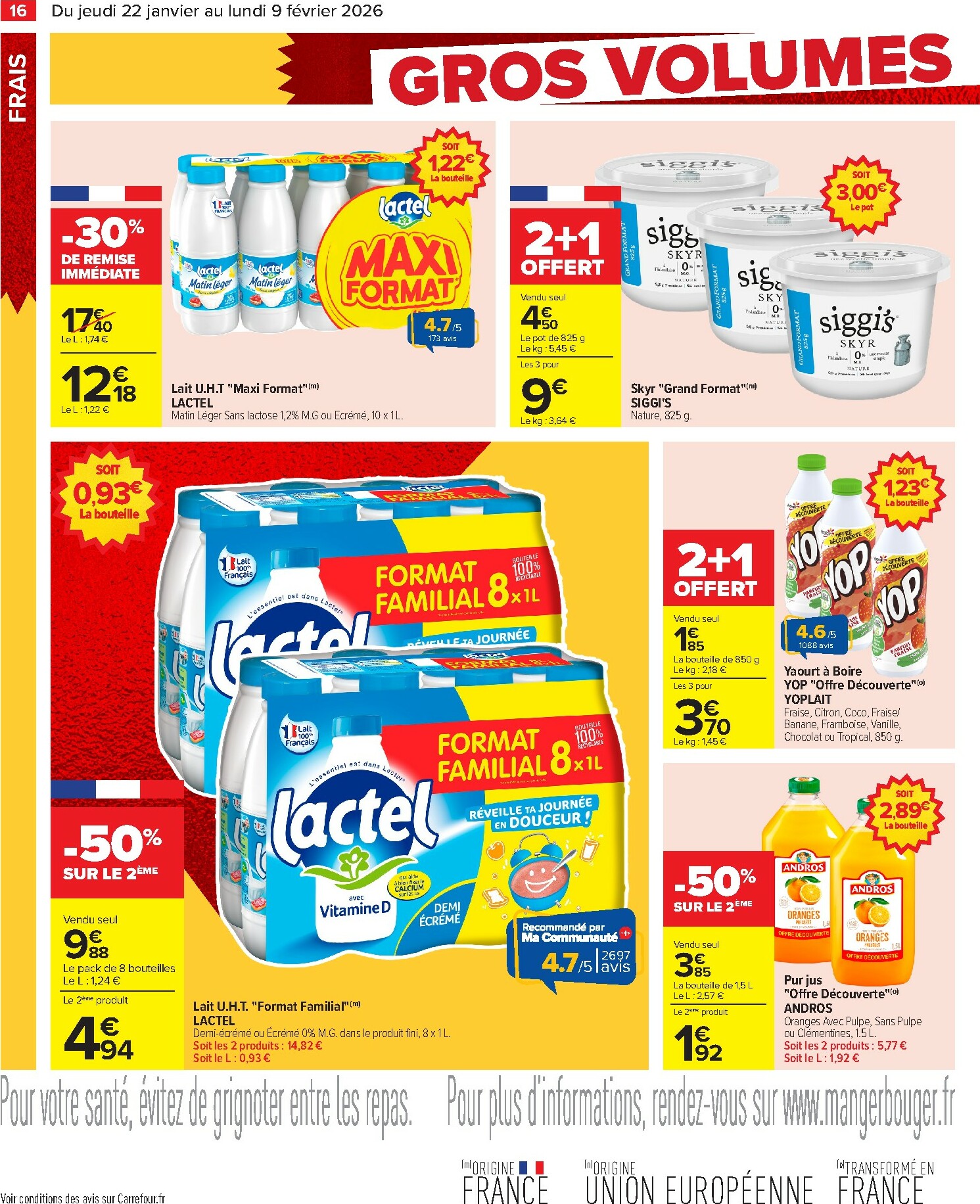 carrefour - Catalogue Carrefour - Gros volumes, petits prix valable du 22/01 au 09/02 - page: 18