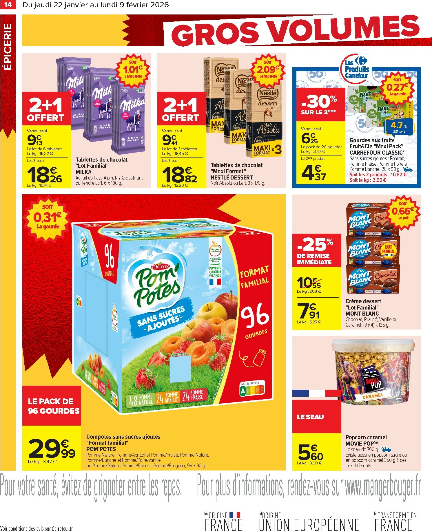 carrefour - Catalogue Carrefour - Gros volumes, petits prix valable du 22/01 au 09/02 - page: 16