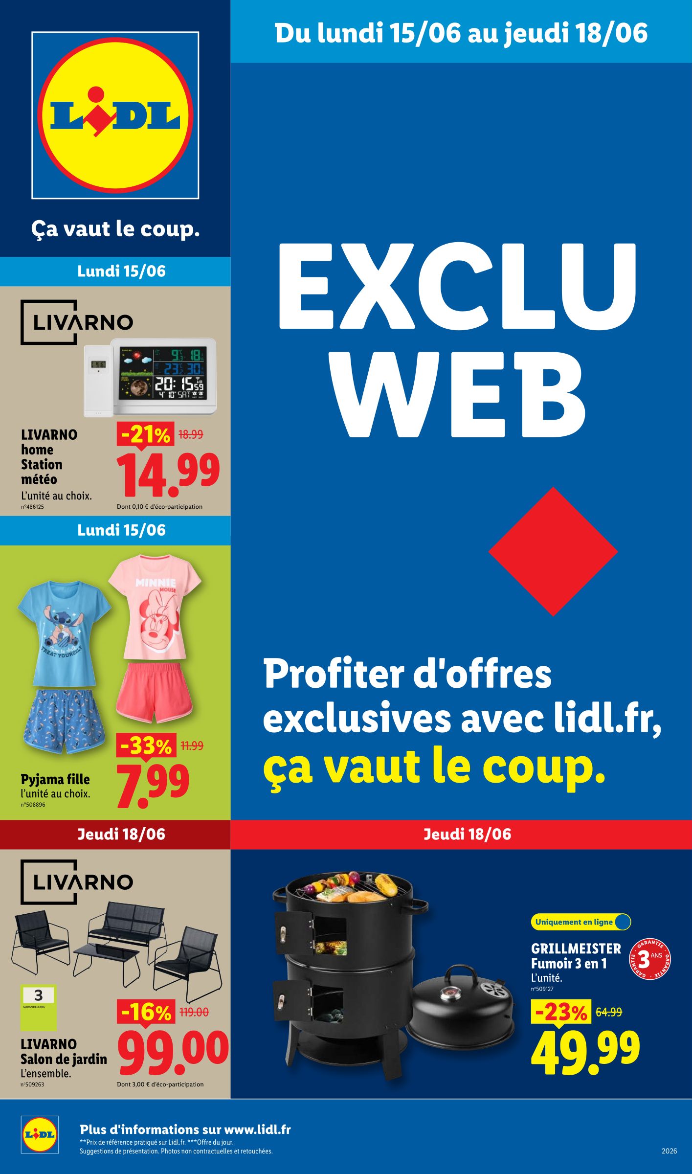 lidl - Current Lidl - Exclus Web leaflet valid from du lundi 15/06/2026 to de jeudi 18/06/2026