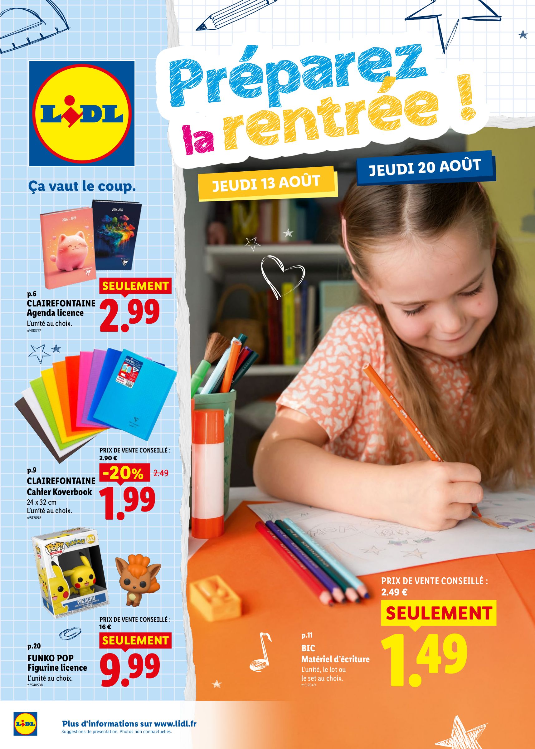 lidl - Flyer Lidl - Préparez la rentrée pour la semaine prochaine du de jeudi 13/08/2026 au du mercredi 26/08/2026 - page: 1
