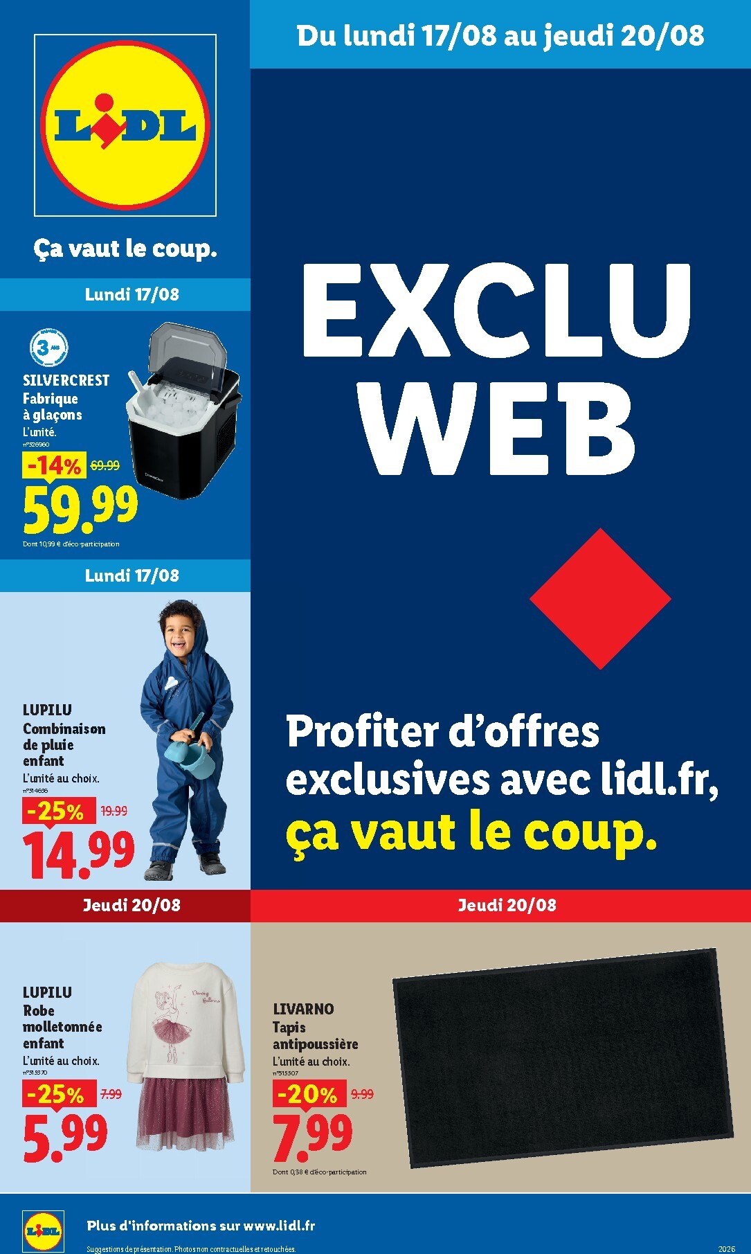 lidl - Current Lidl - Exclu Web leaflet valid from du lundi 17/08/2026 to de jeudi 20/08/2026