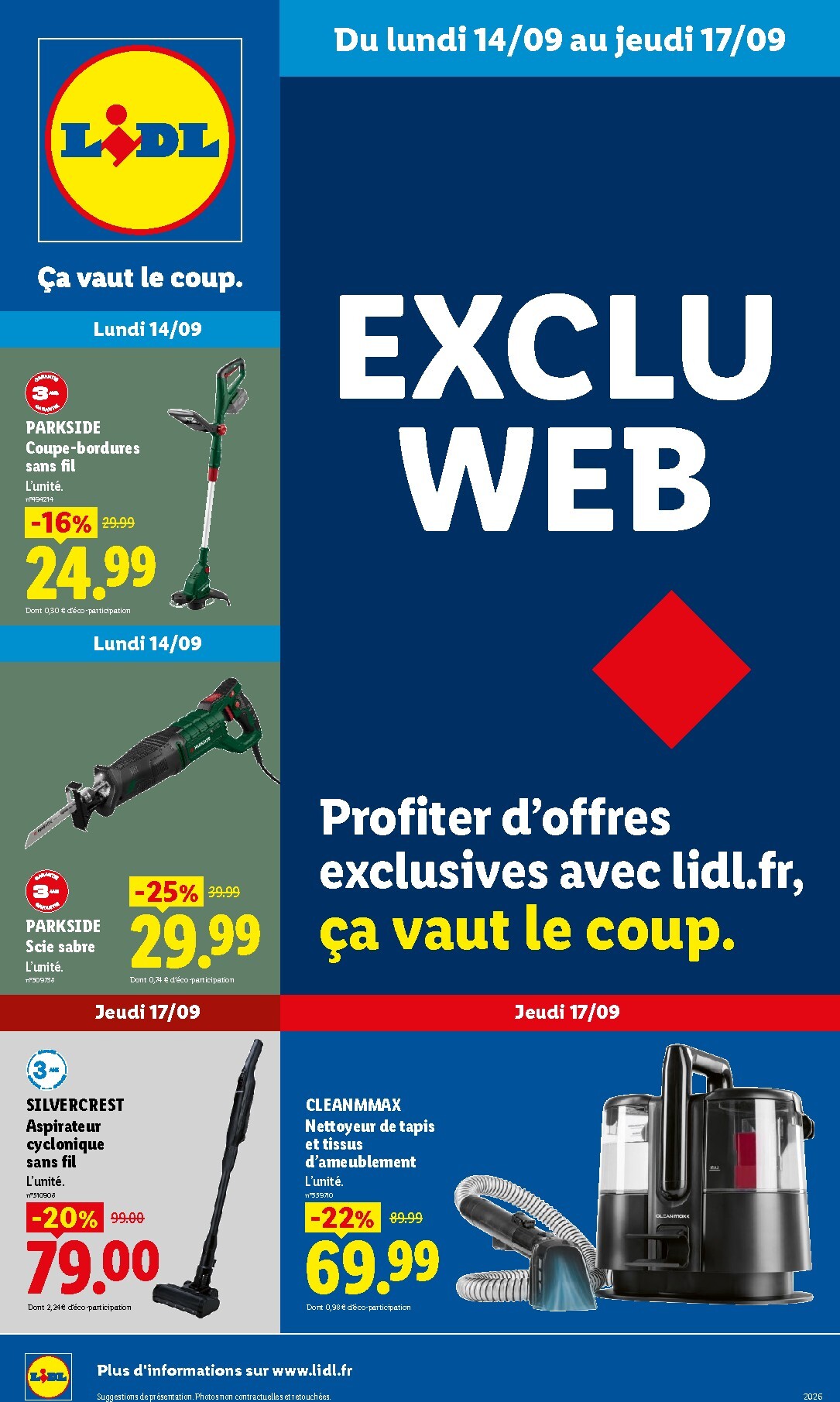 lidl - Current Lidl - Exclu Web leaflet valid from du lundi 14/09/2026 to de jeudi 17/09/2026