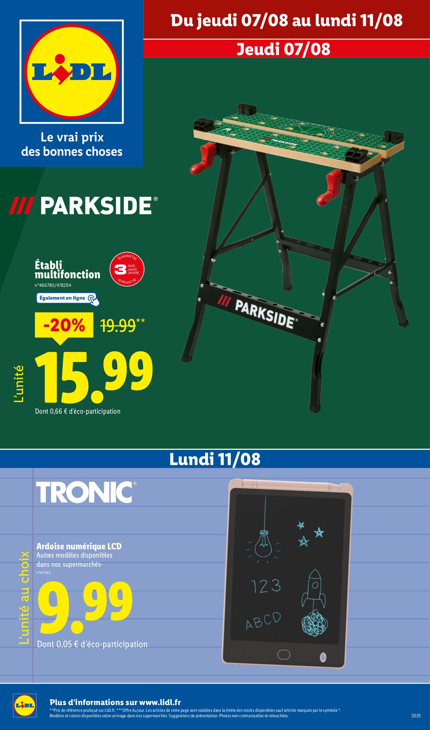 lidl - Catalogue Lidl - Les bonnes affaires de la semaine valable du 07/08 au 11/08