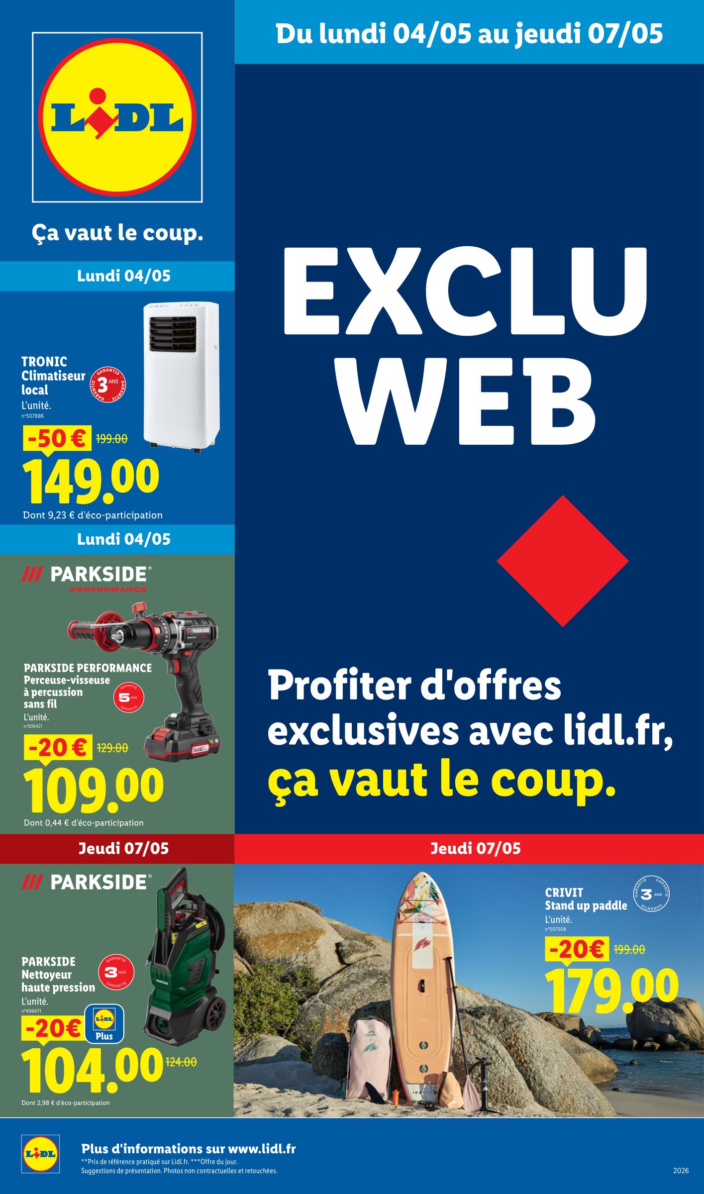 lidl - Current Lidl - Exclu Web leaflet valid from du lundi 04/05/2026 to de jeudi 07/05/2026 - page: 1