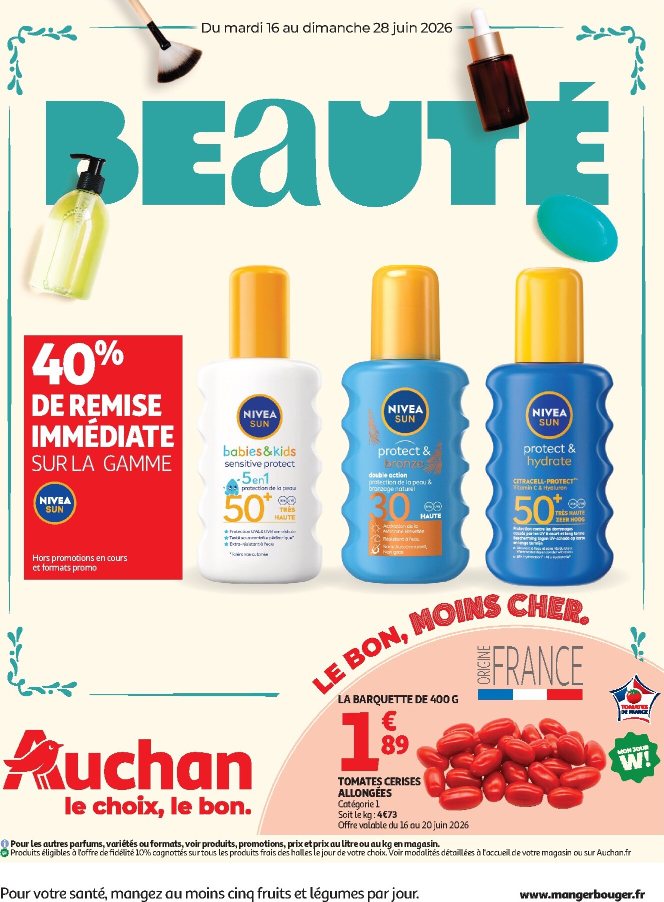 auchan - Current Auchan - Beauté, Halles hypers leaflet valid from du mardi 16/06/2026 to du dimanche 28/06/2026