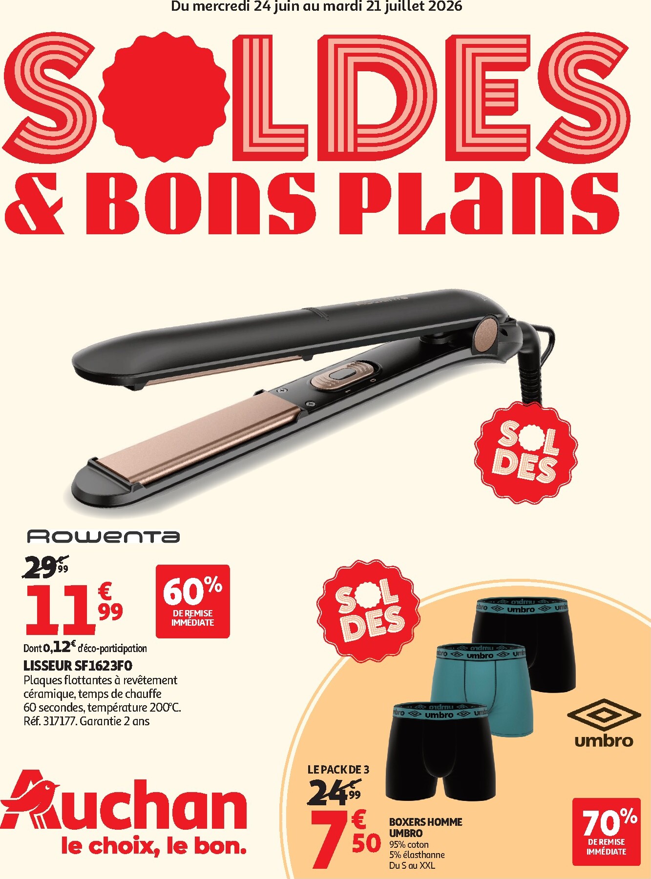 auchan - Flyer Auchan - Soldes d'été pour la semaine prochaine du du mercredi 24/06/2026 au du mardi 21/07/2026