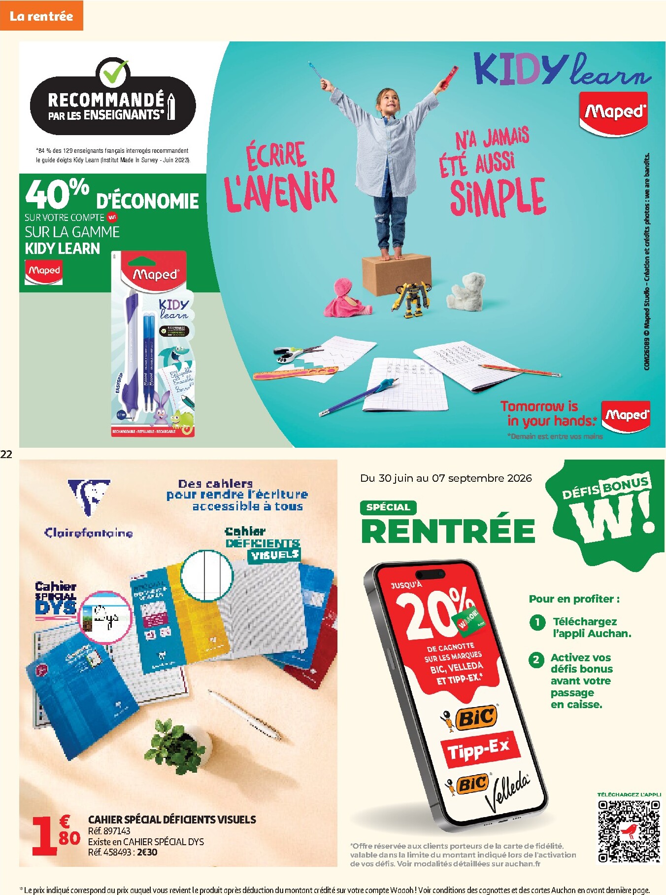 auchan - Flyer Auchan - Rentrée scolaire hypers - Hypermarché pour la semaine prochaine du du mardi 04/08/2026 au du dimanche 30/08/2026 - page: 22