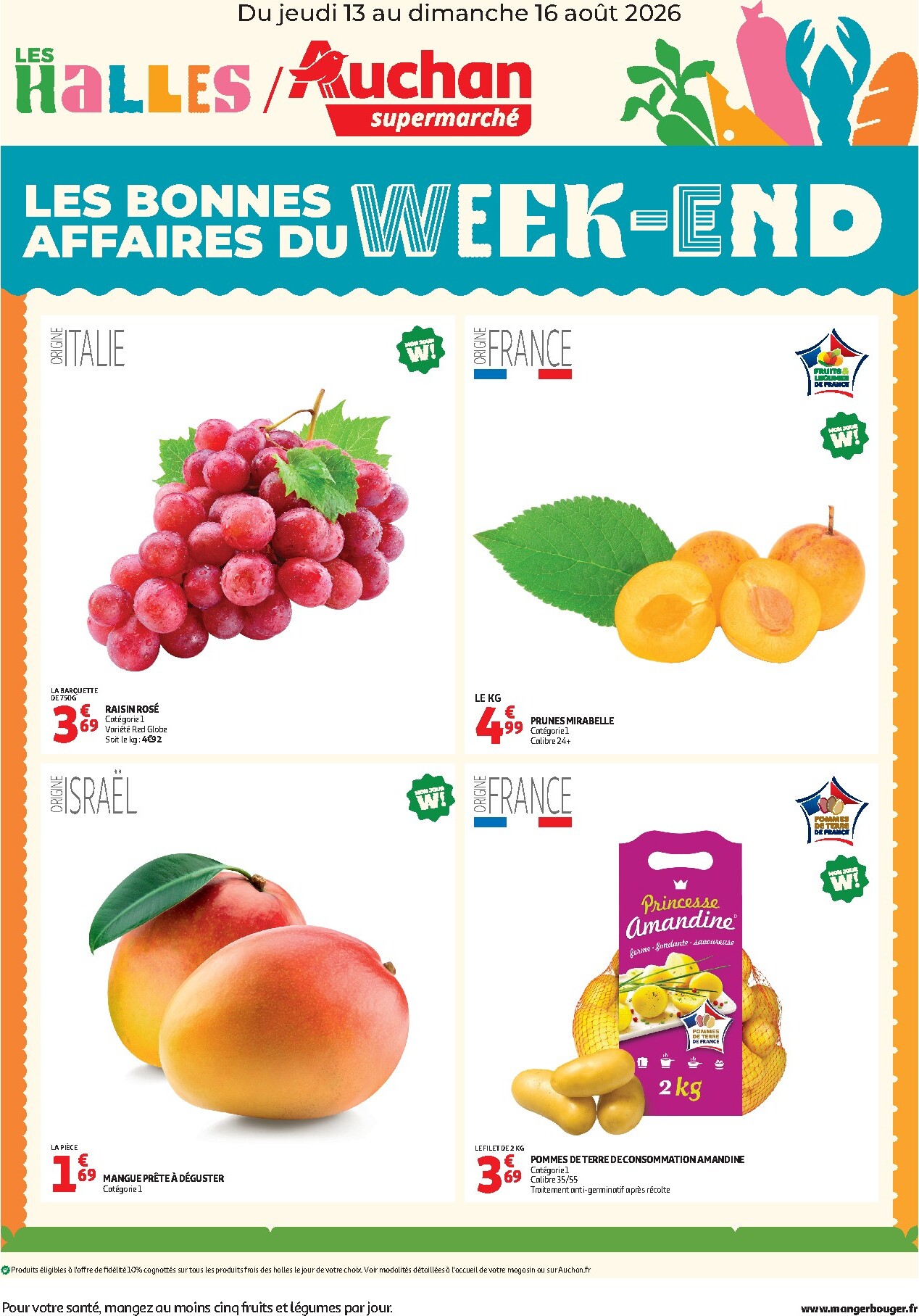 auchan - Current Auchan - Les bons plans du week end dans votre super - Supermarché leaflet valid from de jeudi 13/08/2026 to du dimanche 16/08/2026