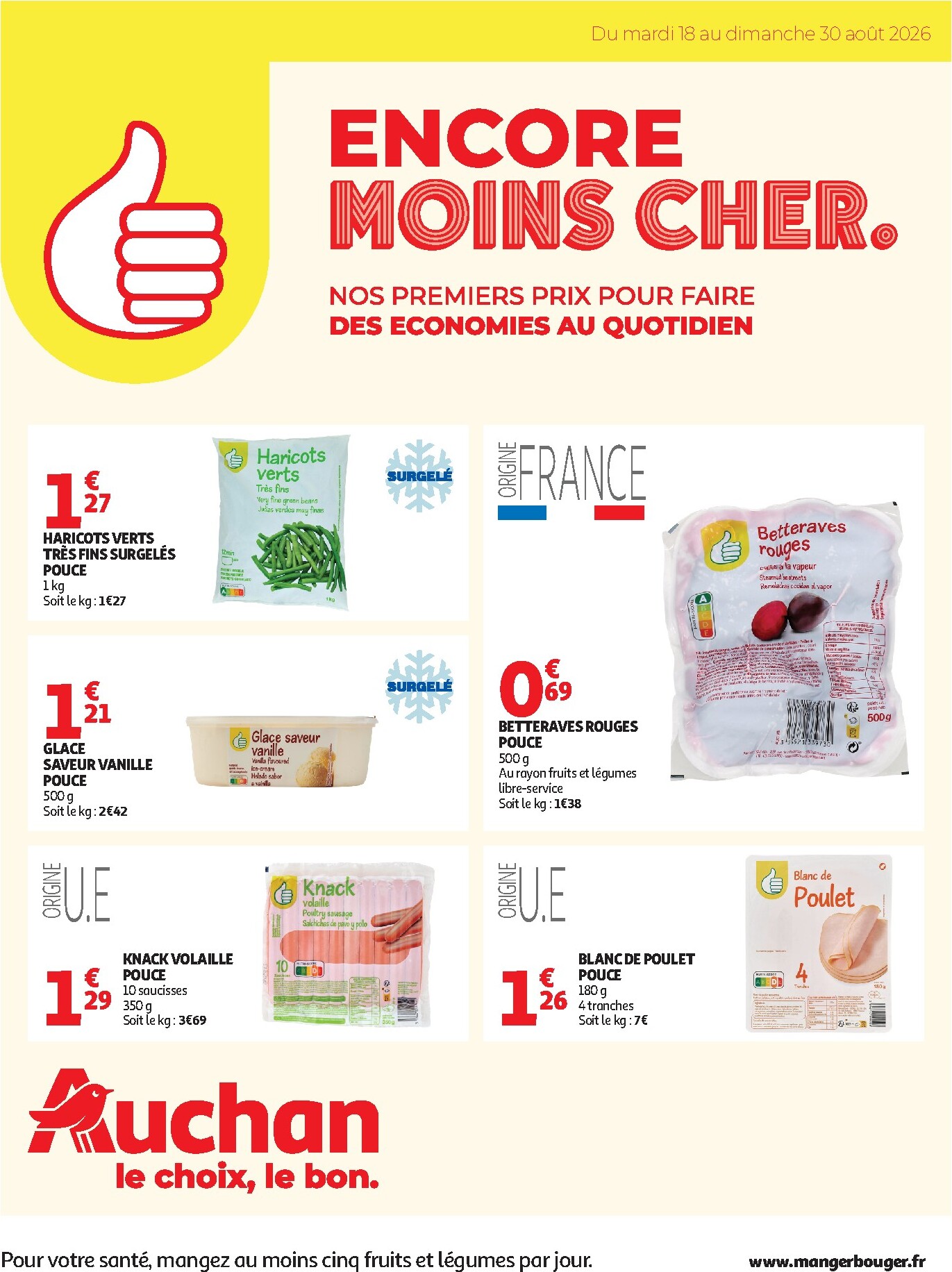 auchan - Flyer Auchan - Tops, Halles pour la semaine prochaine du du mardi 18/08/2026 au du dimanche 30/08/2026