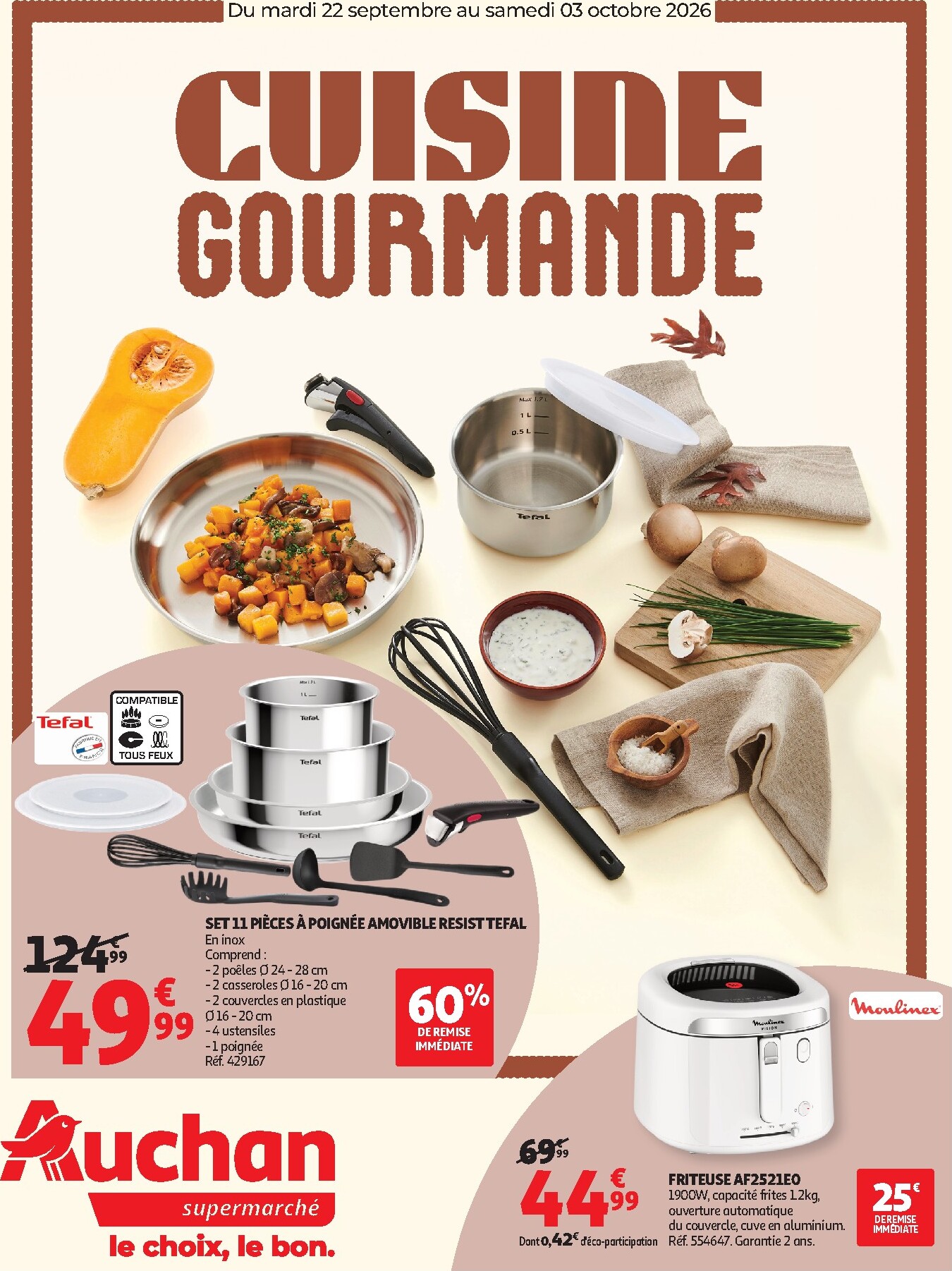 auchan - Flyer Auchan - Cuisine gourmande supers pour la semaine prochaine du du mardi 22/09/2026 au du samedi 03/10/2026 - page: 1