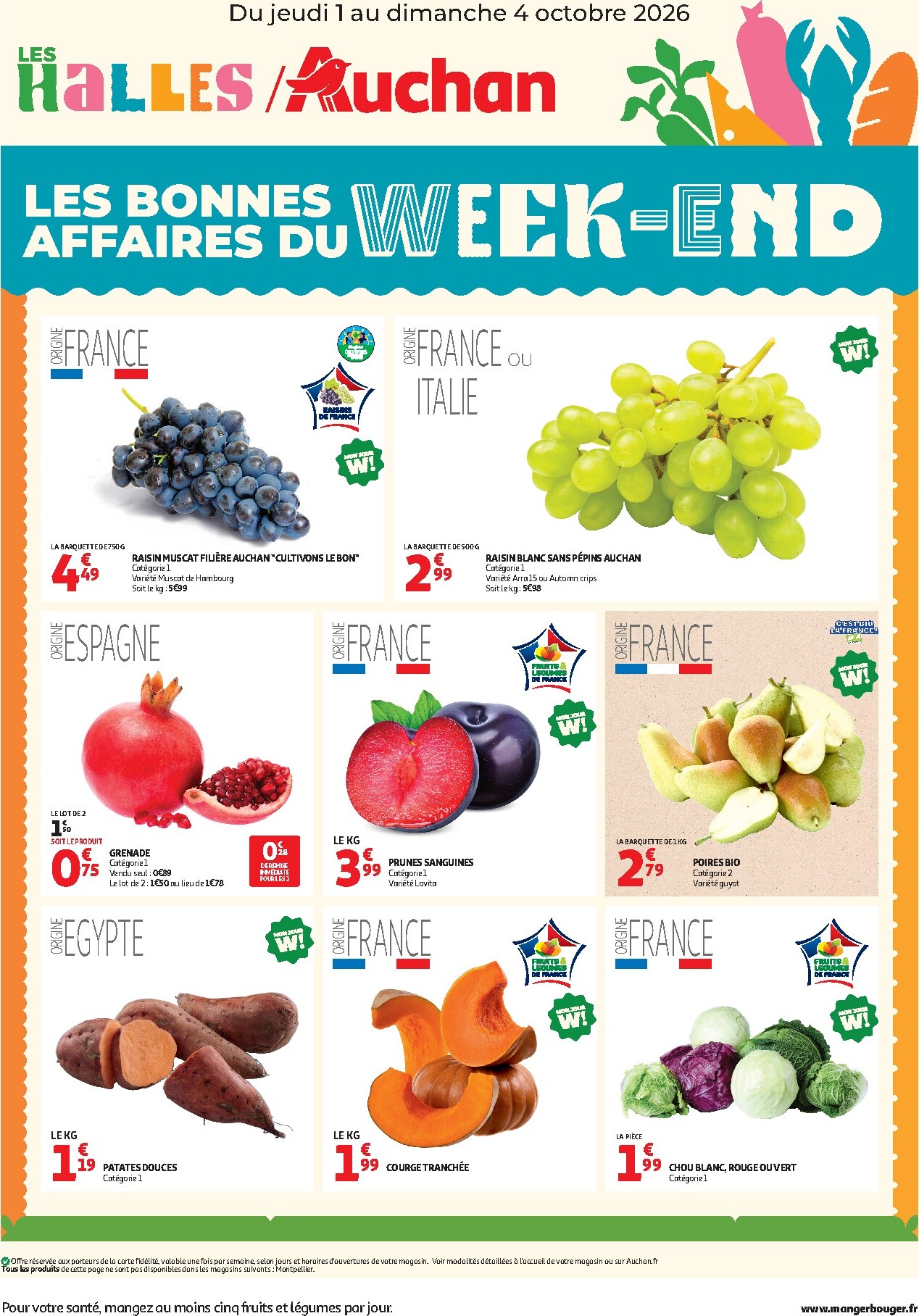 auchan - Current Auchan - Les bons plans du week end dans votre hyper leaflet valid from de jeudi 01/10/2026 to du dimanche 04/10/2026 - page: 1