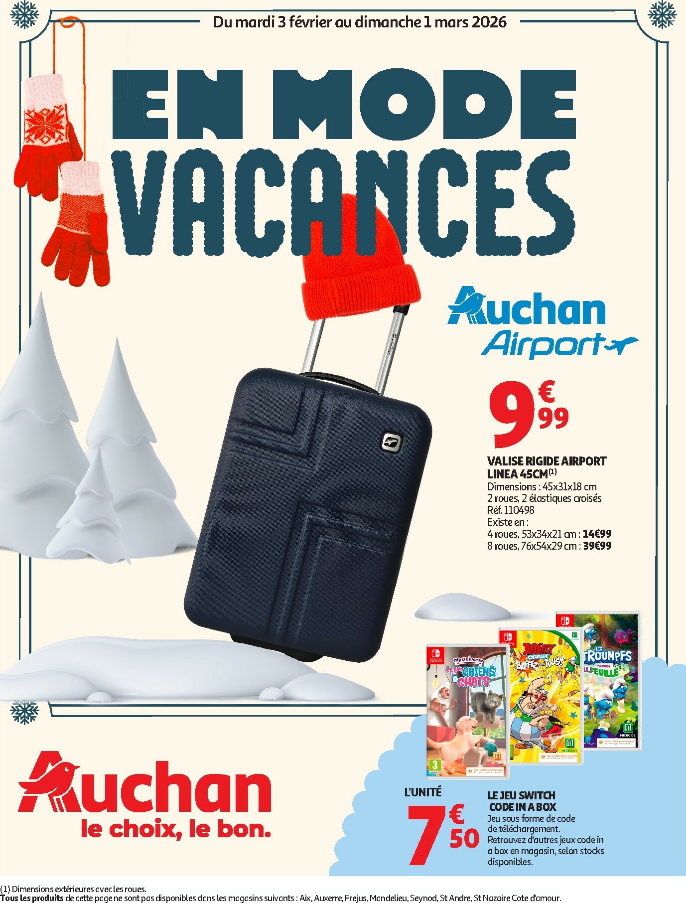 auchan - Catalogue Auchan - Valises et vacances valable du 03/02/2026 au 01/03/2026