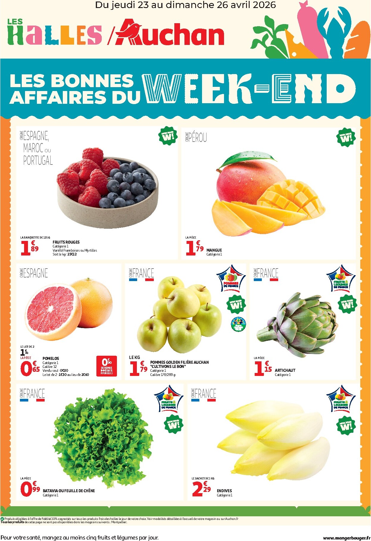 auchan - Current Auchan - Les bons plans du week-end leaflet valid from de jeudi 23/04/2026 to du dimanche 26/04/2026