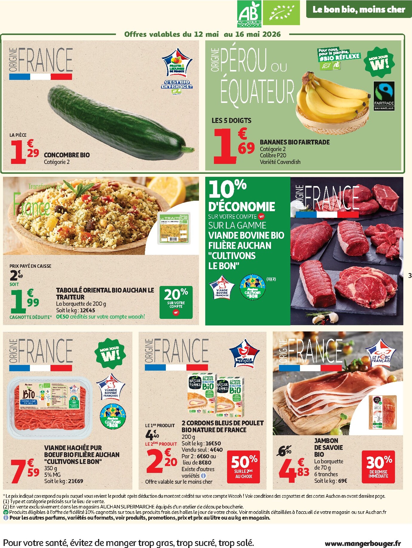 auchan - Flyer Auchan Supermarché - Sélection bio pour la semaine prochaine du du mardi 05/05/2026 au du samedi 16/05/2026 - page: 3