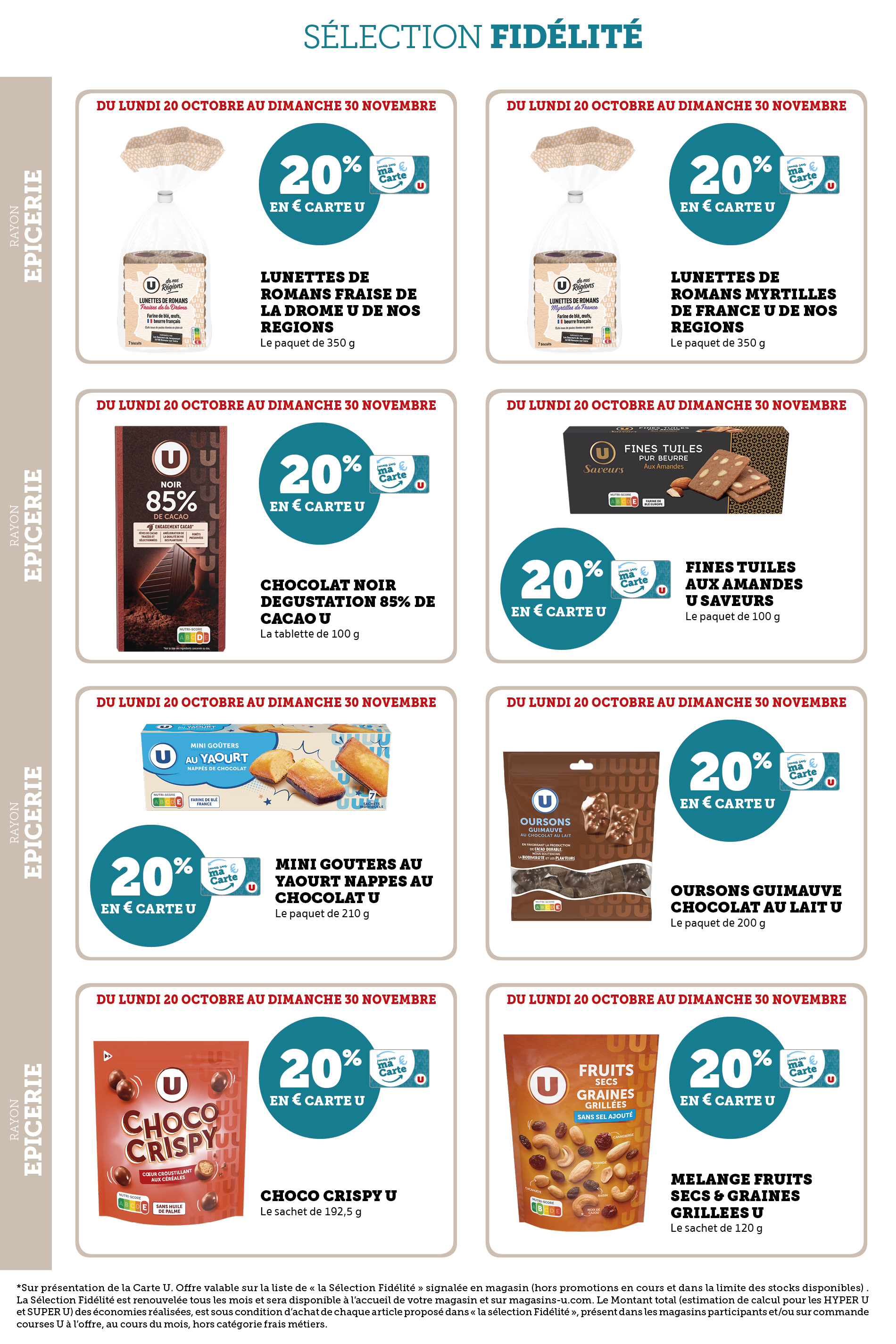 super-u - Catalogue Super U - Ma sélection Carte U valable du 20/10 au 30/11 - page: 20