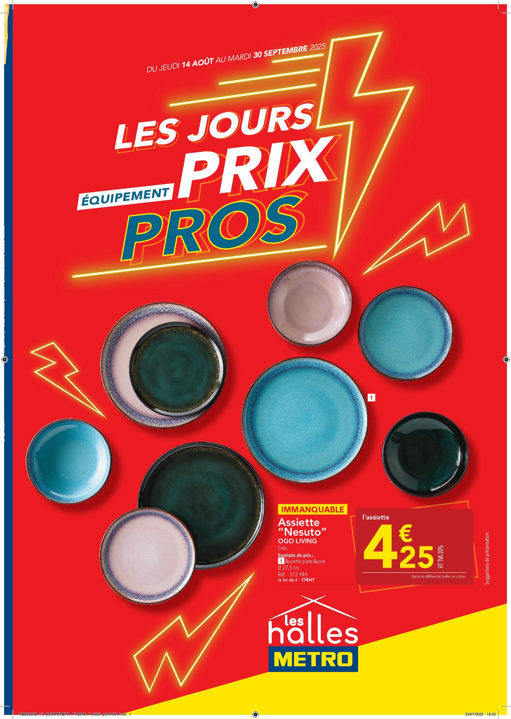 metro - Catalogue Metro - Les jours prix pros équipement valable du 14/08 au 30/09