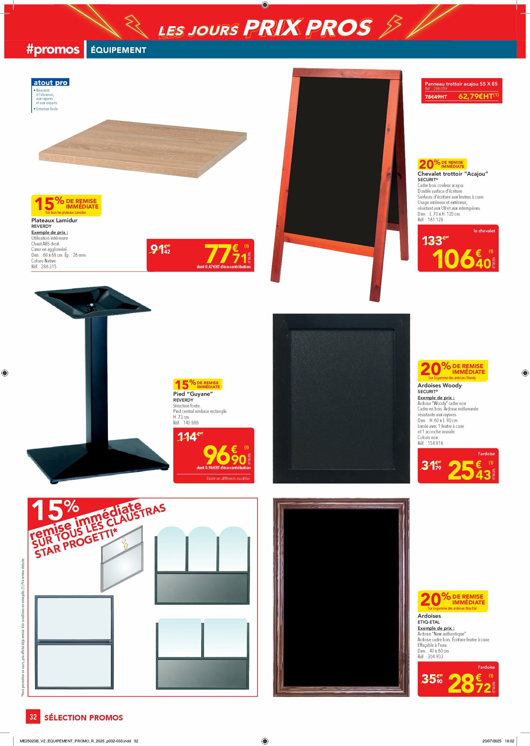 metro - Catalogue Metro - Les jours prix pros équipement valable du 14/08 au 30/09 - page: 32