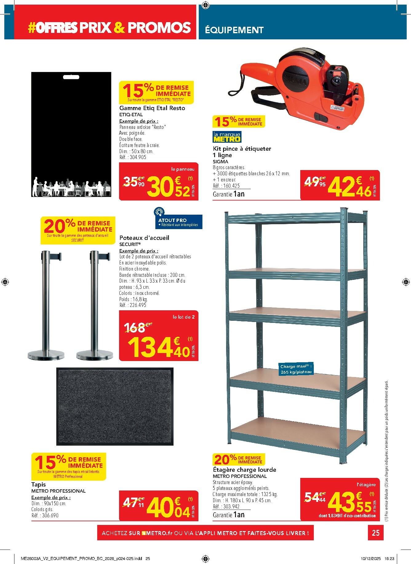 metro - Catalogue Metro - Offres Prix & Promos Equipement valable du 05/01 au 28/01 - page: 25