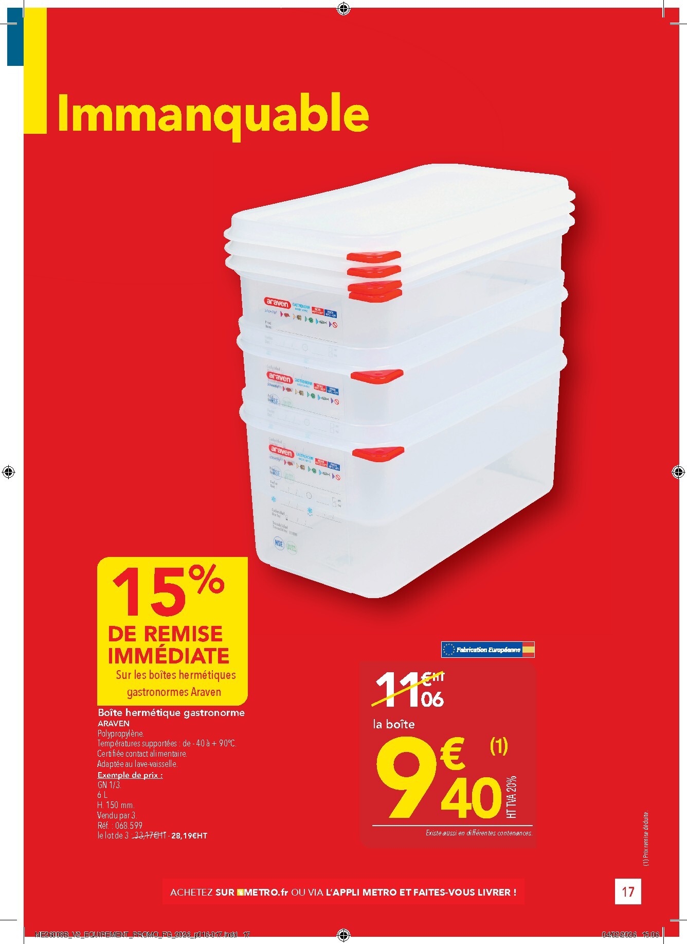metro - Catalogue Metro - Offres Prix & Promos Equipement valable du 26/02/2026 au 25/03/2026 - page: 17