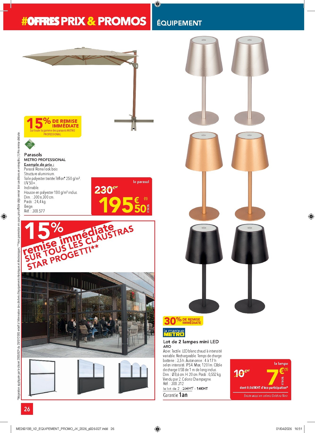 metro - Current Metro - Offres Prix & Promos Equipement leaflet valid from de jeudi 23/04/2026 to du mercredi 20/05/2026 - page: 26