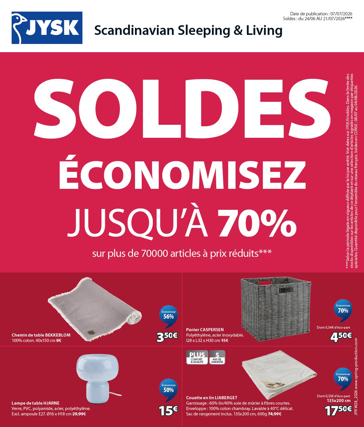 jysk - Current JYSK leaflet valid from du mardi 07/07/2026 to du mardi 21/07/2026