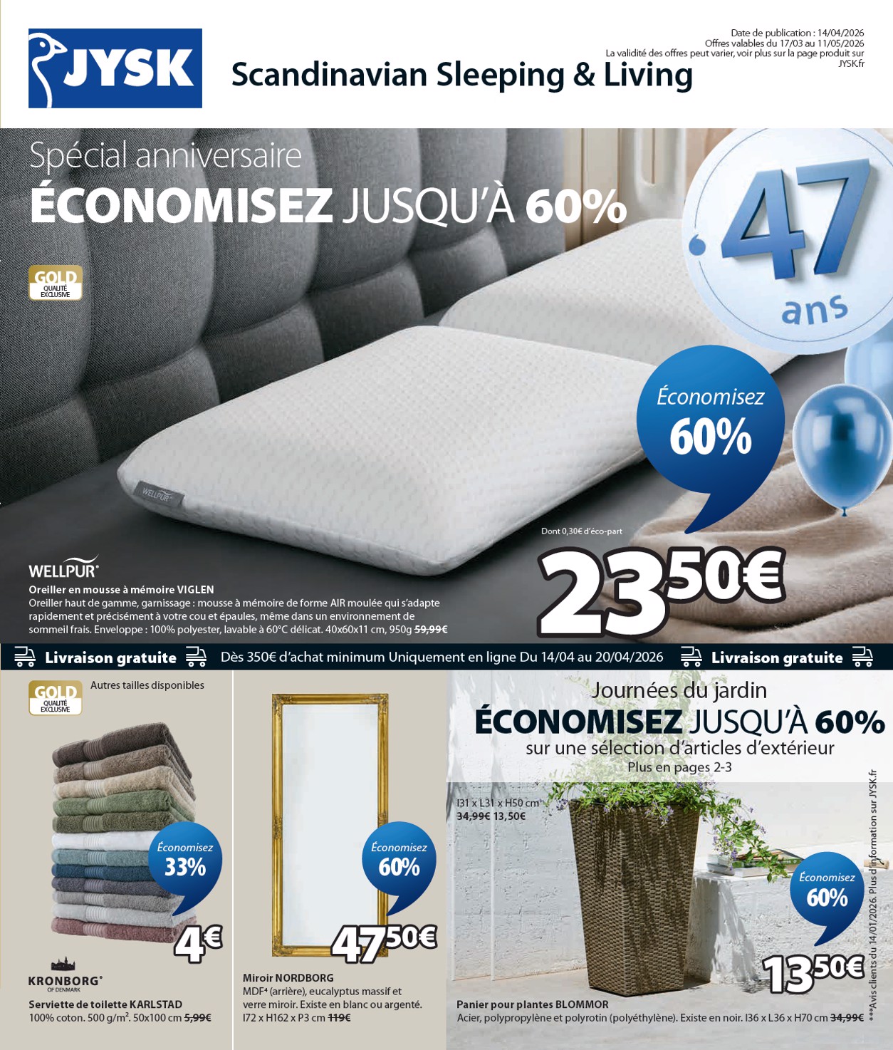 jysk - Current JYSK leaflet valid from du mardi 14/04/2026 to du lundi 11/05/2026