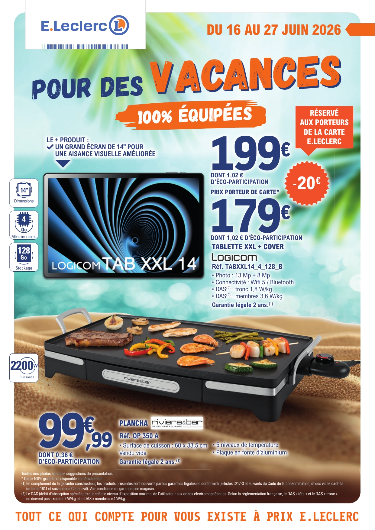 e-leclerc - Flyer E.Leclerc - Pour des Vacances pour la semaine prochaine du du mardi 16/06/2026 au du samedi 27/06/2026