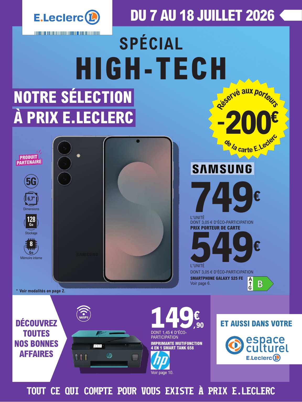 e-leclerc - Flyer E.Leclerc - High-Tech pour la semaine prochaine du du mardi 07/07/2026 au du samedi 18/07/2026